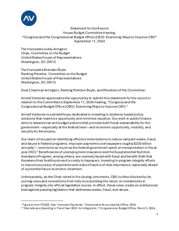 AV SFR Congress and the Congressional Budget Office 9 11 24