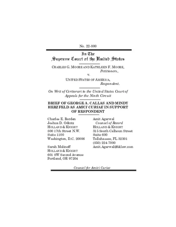 Moore v U.S. Brief of George A Callas and Mindy Herzfeld as Amici Curiae