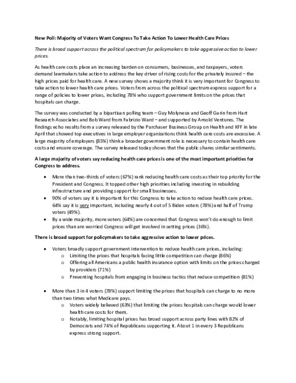 Exec Summary Health Prices Poll