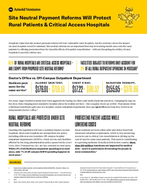 AV Site Neutral Reforms Protect Rural Patients