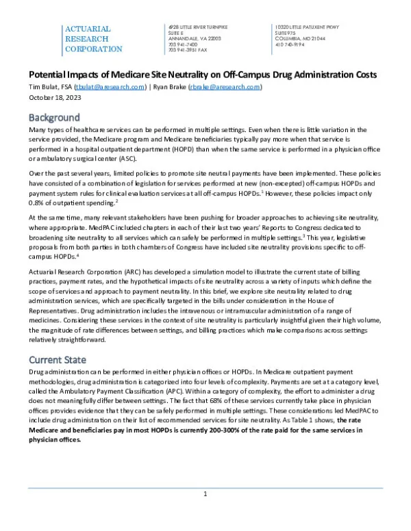 Drug Admin Off Campus Site Neutrality 2023 10 18