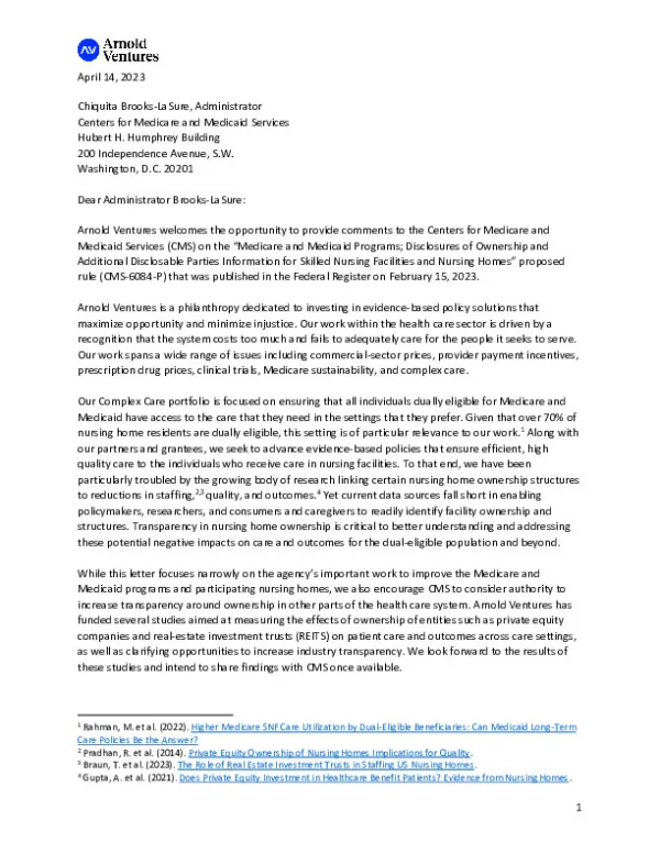 AV Comments on Nursing Home Ownership Transparency