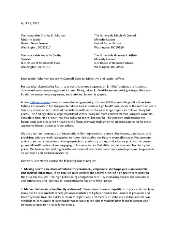 Health Pricing Joint Letter 4 25 2023