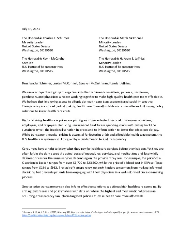 AV Pricing Transparency Letter 7 17 23