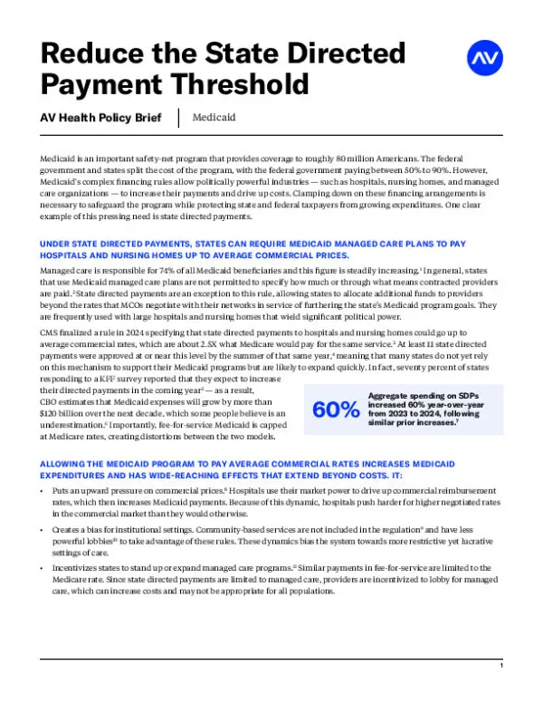AV HC Reduce the State Directed Payment Threshold