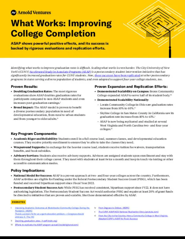 AV Higher Education Fixes College Completion Problem One Pager