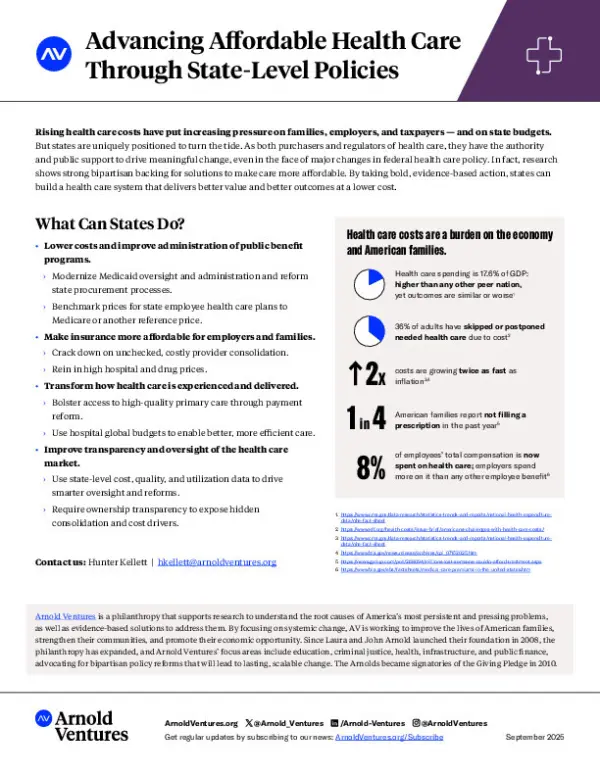 Advancing Affordable Health Care Through State-Level Policies
