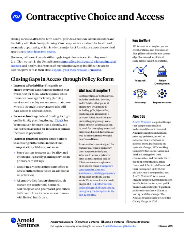 Contraceptive Choice And Access Onepager