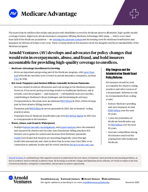 Arnold Ventures - Health Care - Medicare Advantage