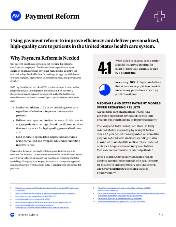 Arnold Ventures - Health Care - State Level Policies - Payment Reform