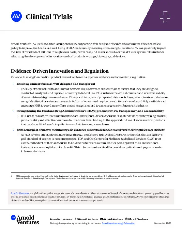 Arnold Ventures Clinical Trials Brief
