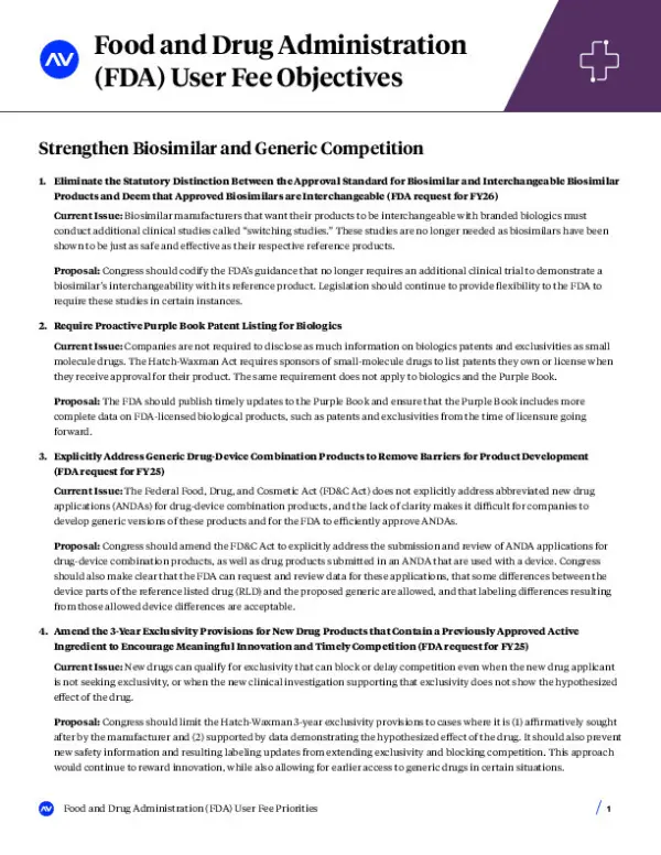 202602 AV HC Brief FDA User Fee Objectives