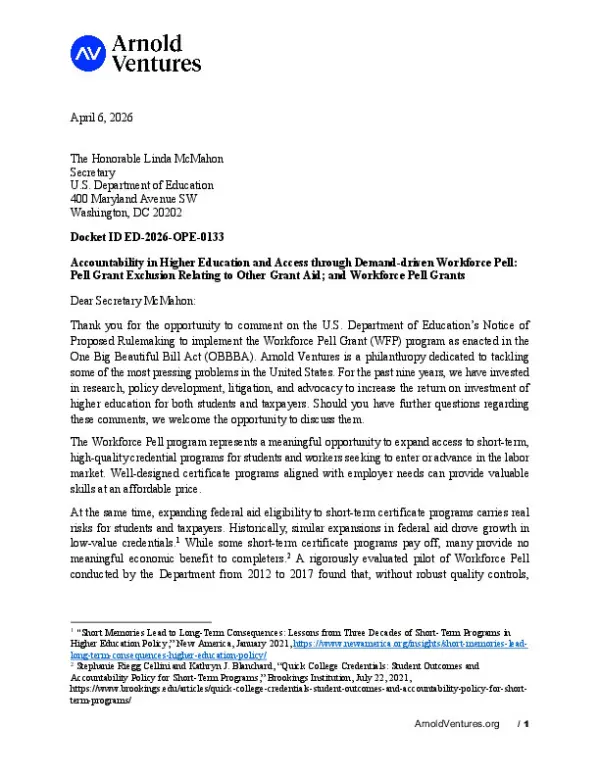 AV Workforce Pell Comment Letter