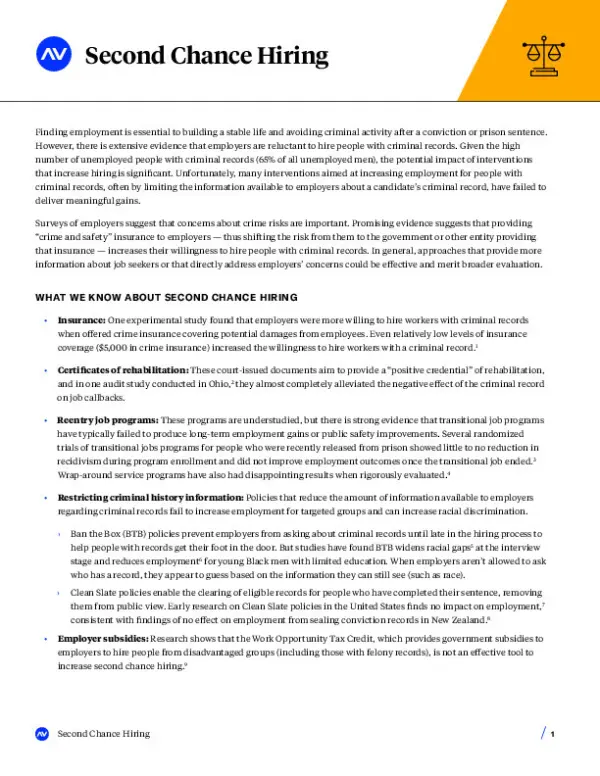 AV Brief CJ Second Chance Hiring