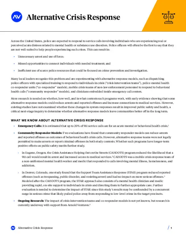 AV Brief Criminal Justice Alternative Crisis Response