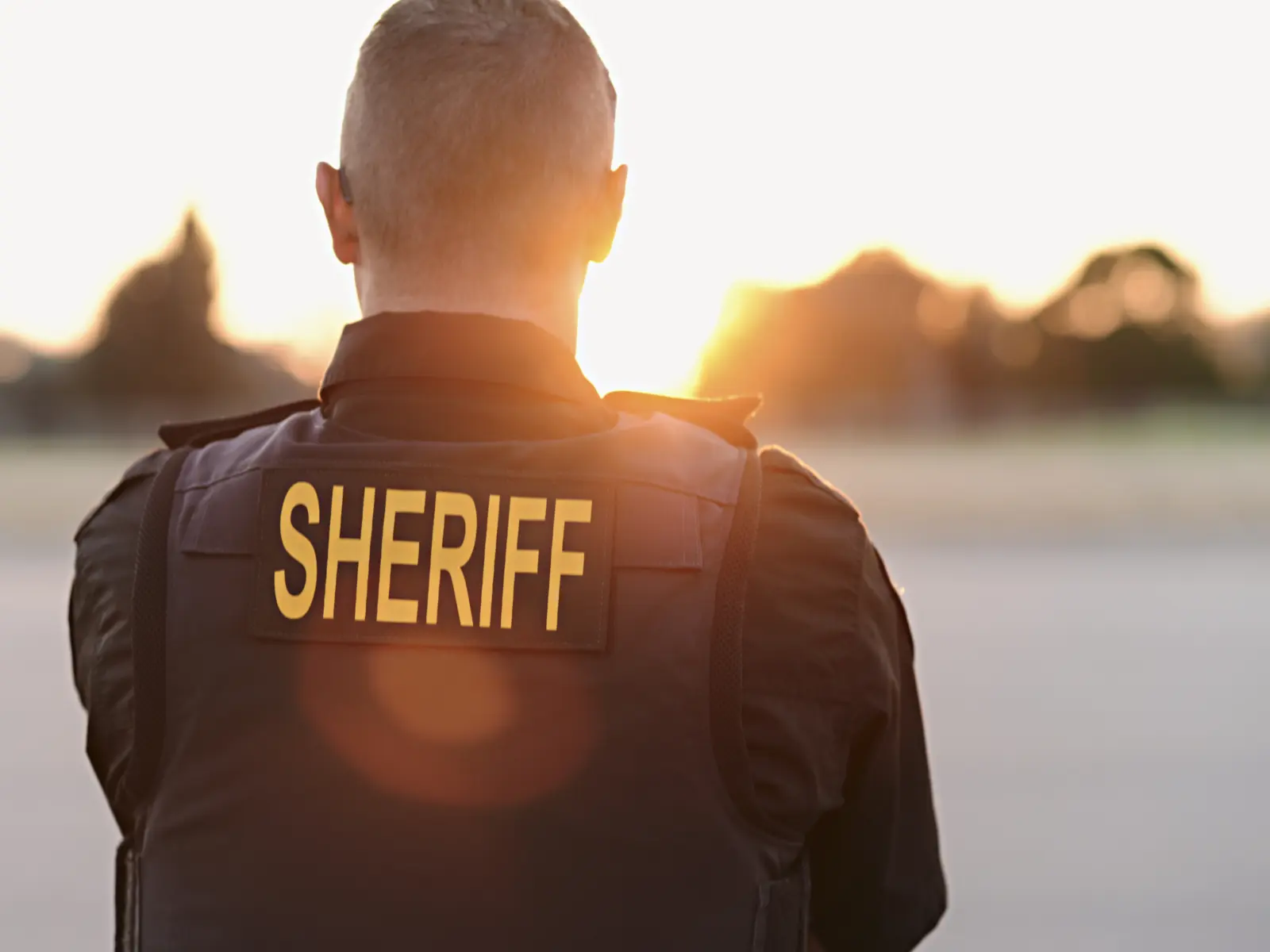 Image of Sheriff looking into sunset.