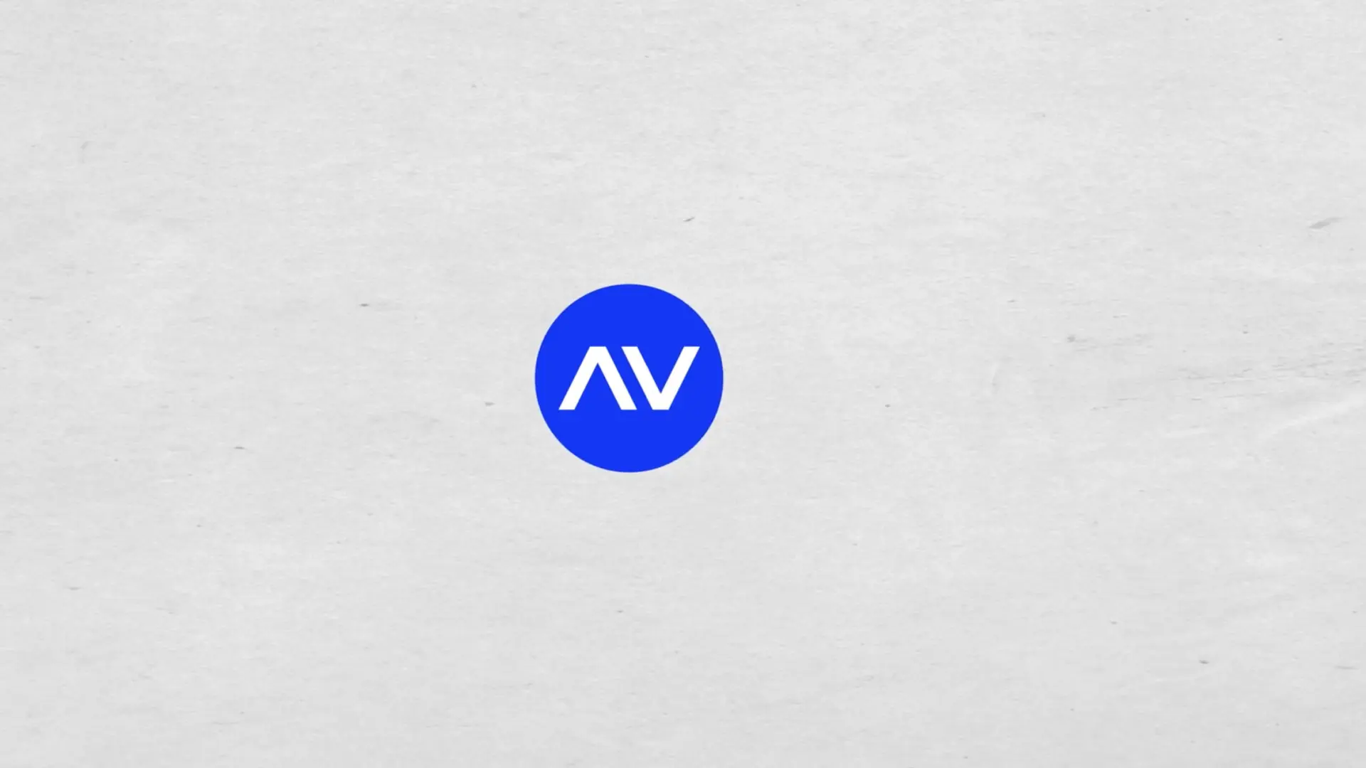 A simple design featuring a blue circular logo with the letters 'AV' in white, centered on a light gray background.